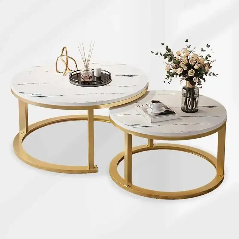 

Luxury Coffee Table Decoration Living Room Breakfast Round Standing Coffee Tables Waterproof Japanese Basse De Salon Furniture