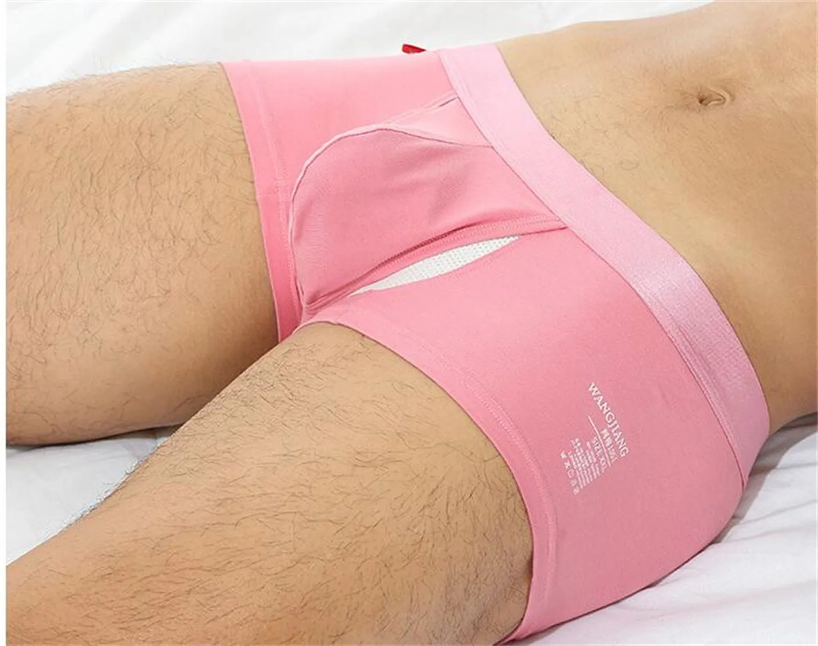 1Pcs Open Front Underwear Men Cotton Sexy Men\'s Solid Color Boxer Shorts Panties Breathable Pouch Bulge Underpants Male hombre