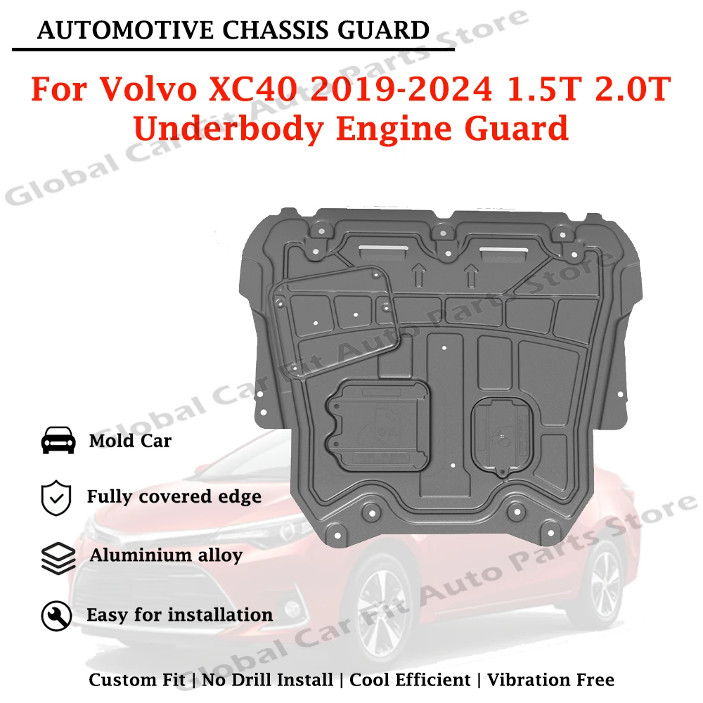 Custom Fit Chassis Bottom Protector Under Engine Shield Lower Engine Cover Engine Guard For Volvo XC40 2019-2024 1.5T 2.0T