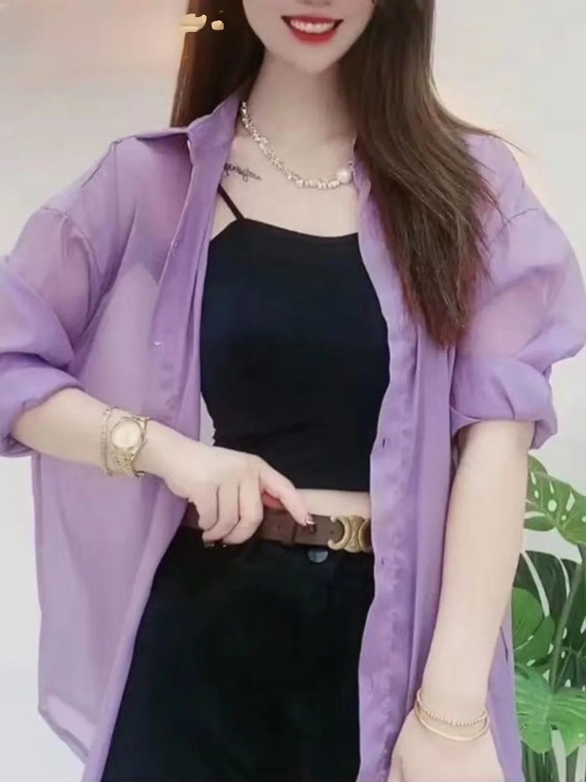 

Ultra-Fairy Thin Chiffon irt Women's Summer New Sle Faionable Anti-Aging Sunscreen High-End Open Cardigan Top Breathable