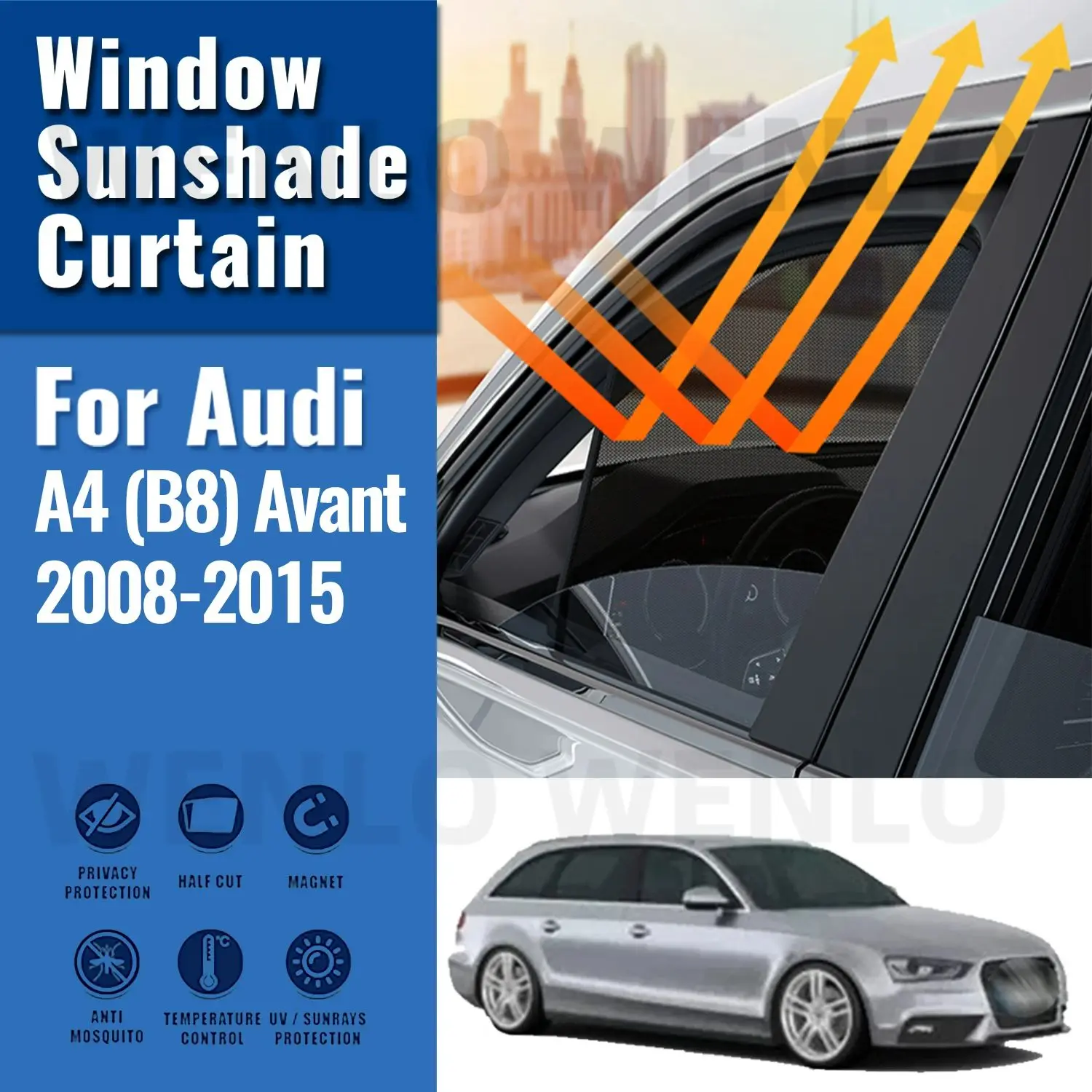 

For Audi A4 B8 Avant 2008-2016 Car Sunshade Front Windshield Curtain Rear Side Window Sun Shade