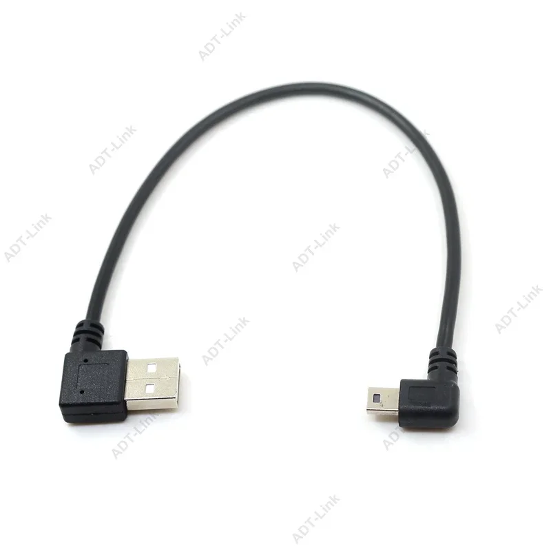 Mini USB Data Cable 25cm Angled USB 2.0 A Male To 5 Pin Mini USB Male Cord Adapter Connector Right & Left Angle