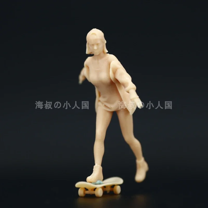 1/64 Street Sports Action Figures White Model Skate Mini Unpainted Diorama Miniature Urban Street View Toys Display Ornaments