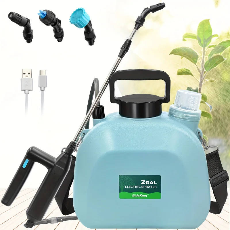 2 Gallon Backpack-Style Rechargeable Electric Sprayer - 3 Adjustable Mist Nozzles, Adjustable Shoulder Strap, Lithium Battery