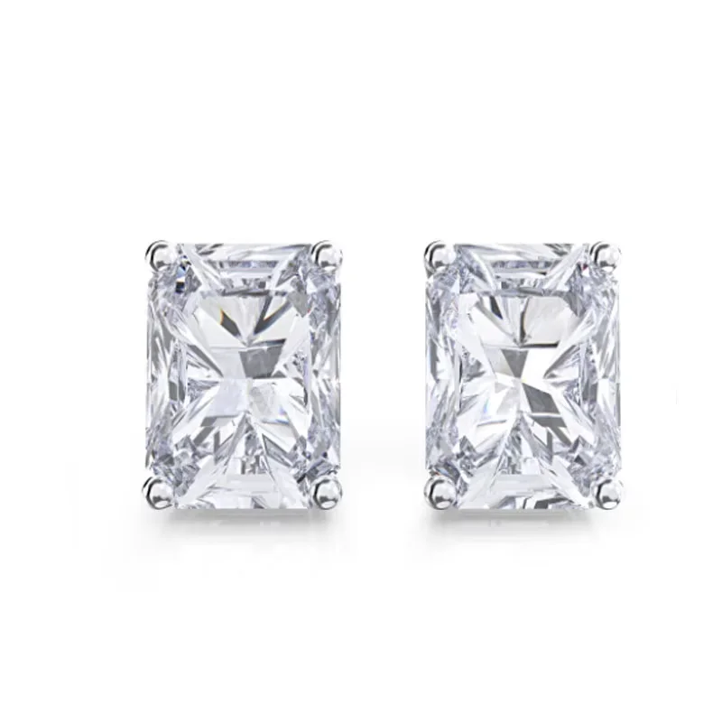 KNOBSPIN D VVS1 Smaragdschliff-Moissanit-Ohrring, S925-Sterlingsilber vergoldet, mit 18 Karat Weißgold-Ohrringen für Damen, edler Schmuck