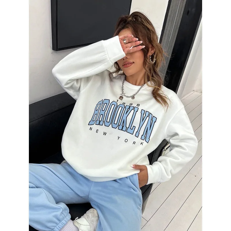 Women\'s Hoodie Hoodie Monogram Print 1898 New York Brooklyn Harajuku Sweatshirt Streetwear Women