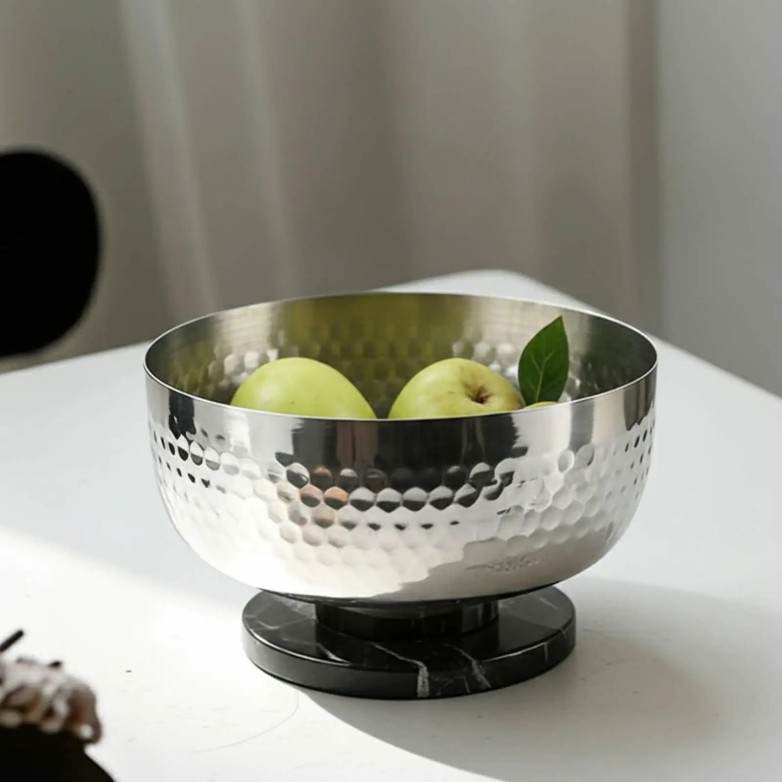 Elegant Hammered Steel Decorative Tray for Fruit Serving Key Holder Vanity Organizer Rustic Modern Home Accent Piece for Living