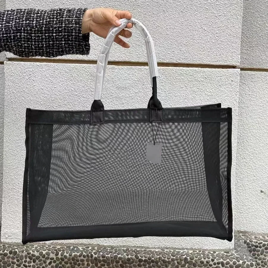 

2025 al, модная прозрачная сумка-тоут для йоги и фитнеса, большая карманная сетчатая пляжная сумка на плечо, быстросохнущая сумка на плечо большой вместительности