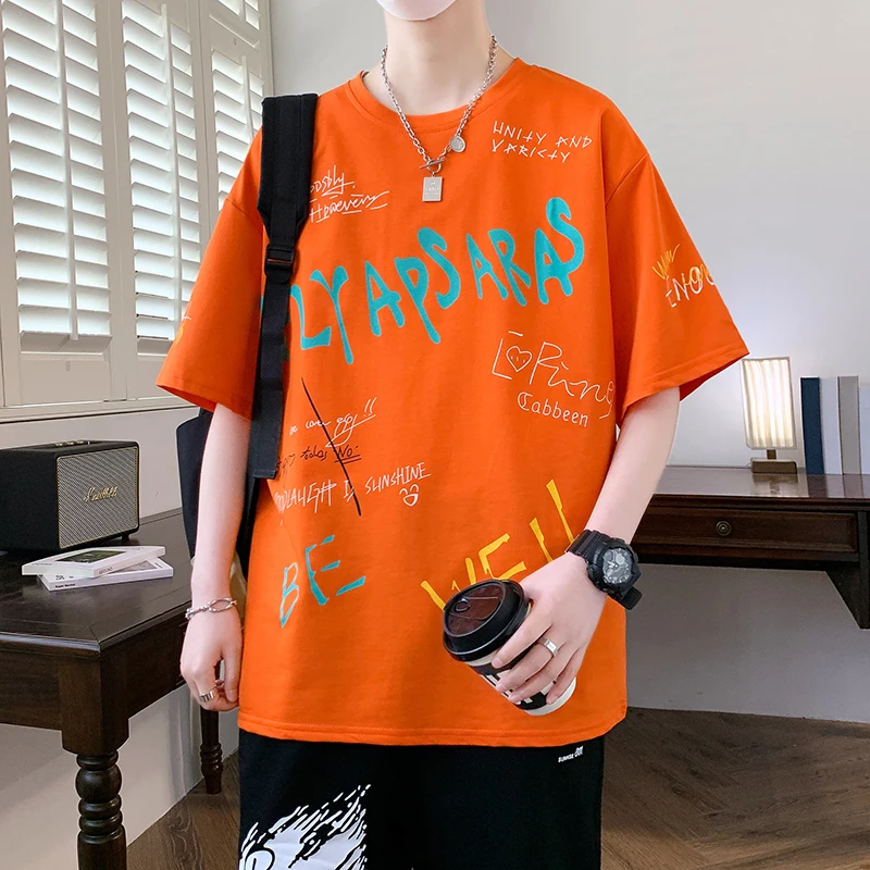 Fashion 2024 Summer Men's Short Sleeve T-Shirts Casual Loose Cotton Tees Hip Hop Streetwear Harajuku Tshirt Youth Tops Clothing
