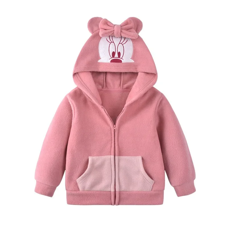 Cosplay Minnie Mickey Children's Zipper Plush Hoodie Cartoon Top Jacket Boys and Girls Spring Autumn Student Fashion Street Wear