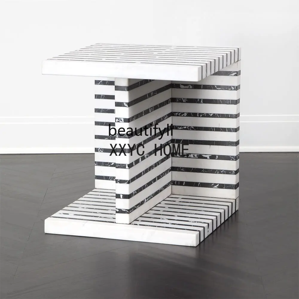 Model Room Marble Zebra Pattern Stitching Creative Personality Small Table Apartment