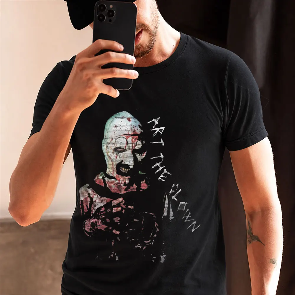 Retro Horror Movie Terrifier Art The Clown Killer Scary Halloween Gift T Shirt 0803 Short Sleeve Graphic clothes All size tops
