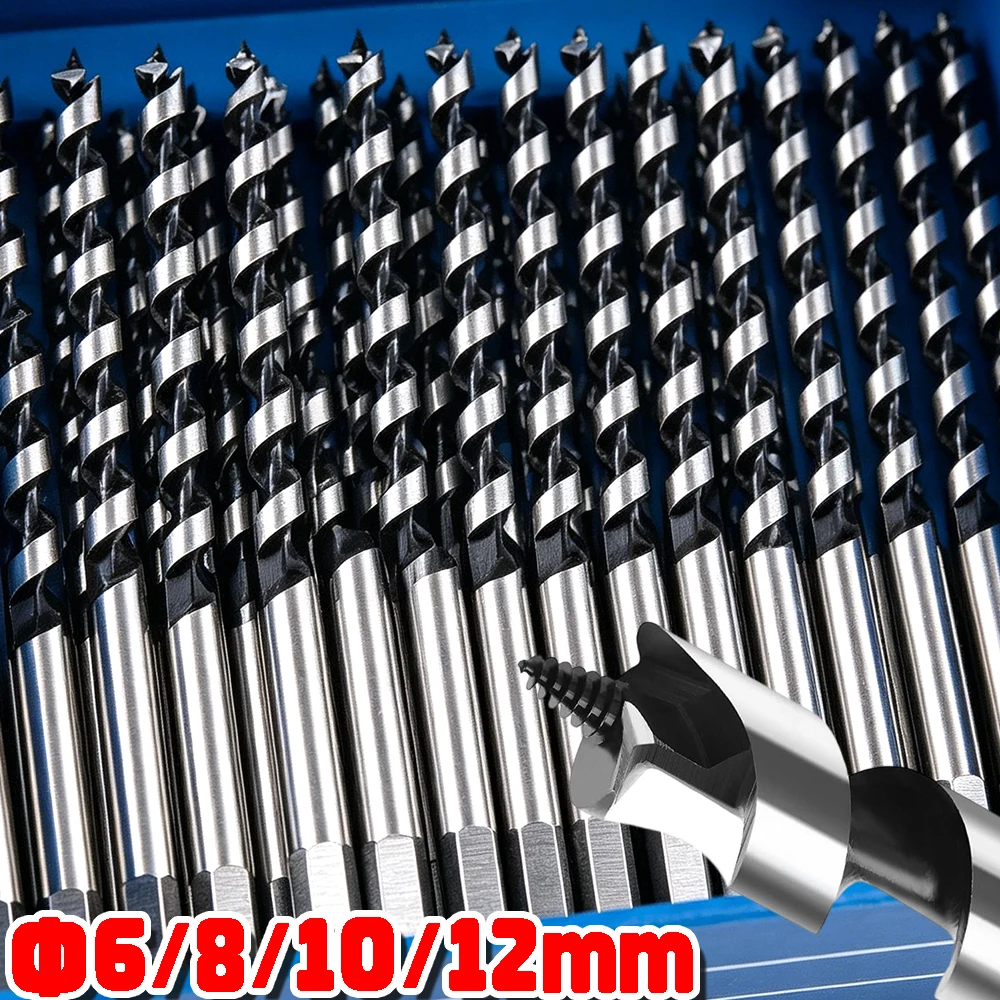 

6/8/10/12mm Carbon Steel Twist Drill Bits Hex Shank Auger Extended Deep Hole Spindle Drill Bit Woodworking Reaming DIY Tools