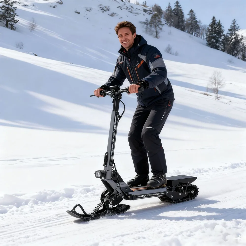 New Adult Snowmobiles, Skis, Children's Electric Scooters, Winter Sleds with Anti-skid Tracks and Snowboards. Unlock with A Card
