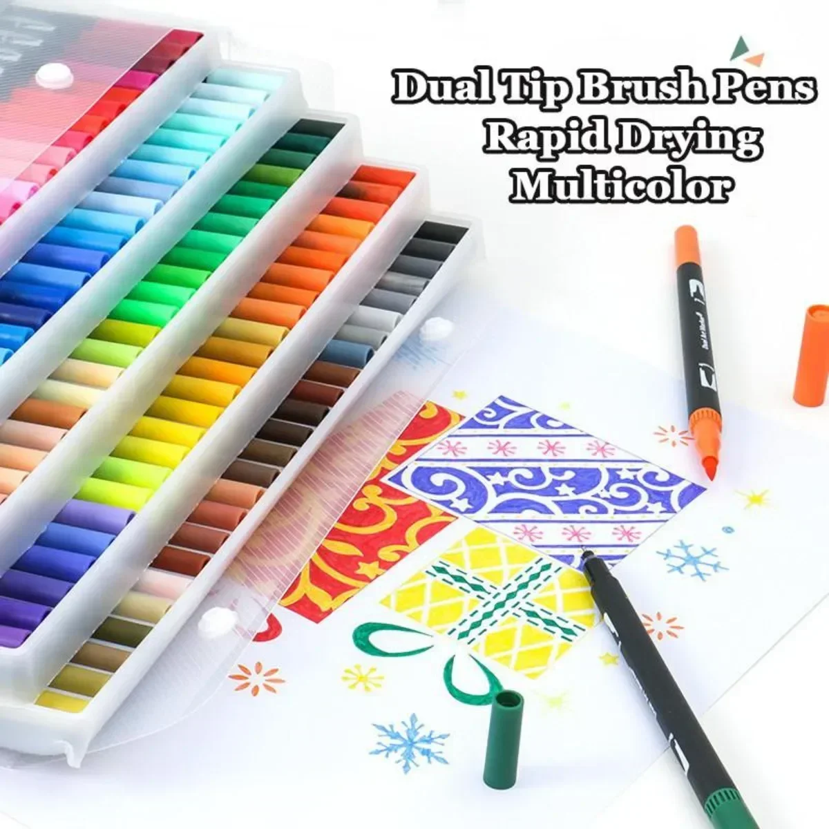 36-60 Color Dual Tip Watercolor Pen,Drawing Graffiti Colored Paint Marker Set Diary Writing Student Art Stationary Supplies