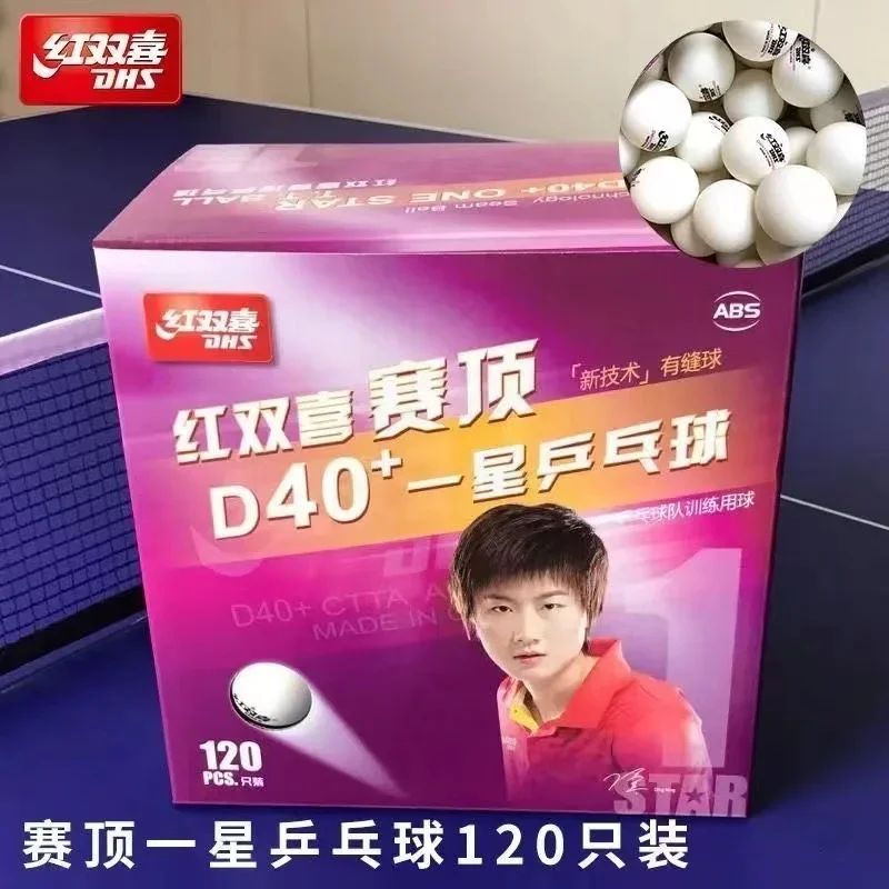 DHS-Table Tennis Ball for Table Tennis Training, ABS Seamed Poly Plastic Ping Pong Balls, D40 +, 120 Balls, 1 Star