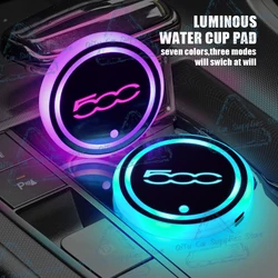 USB Rechargeable 500 Logo Emblem 7 Colorf LED Car Water Cup Mat Drink Holder For Fiat Abarth Panda Palio Ducato Tipo Accessorie