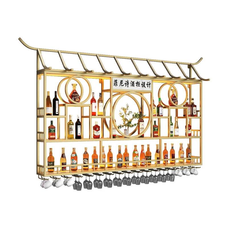 

Креативная полка в стиле ретро для ресторана, светящаяся витрина, пивной шкаф, винный шкаф, настенный подвесной бар, винный расс
