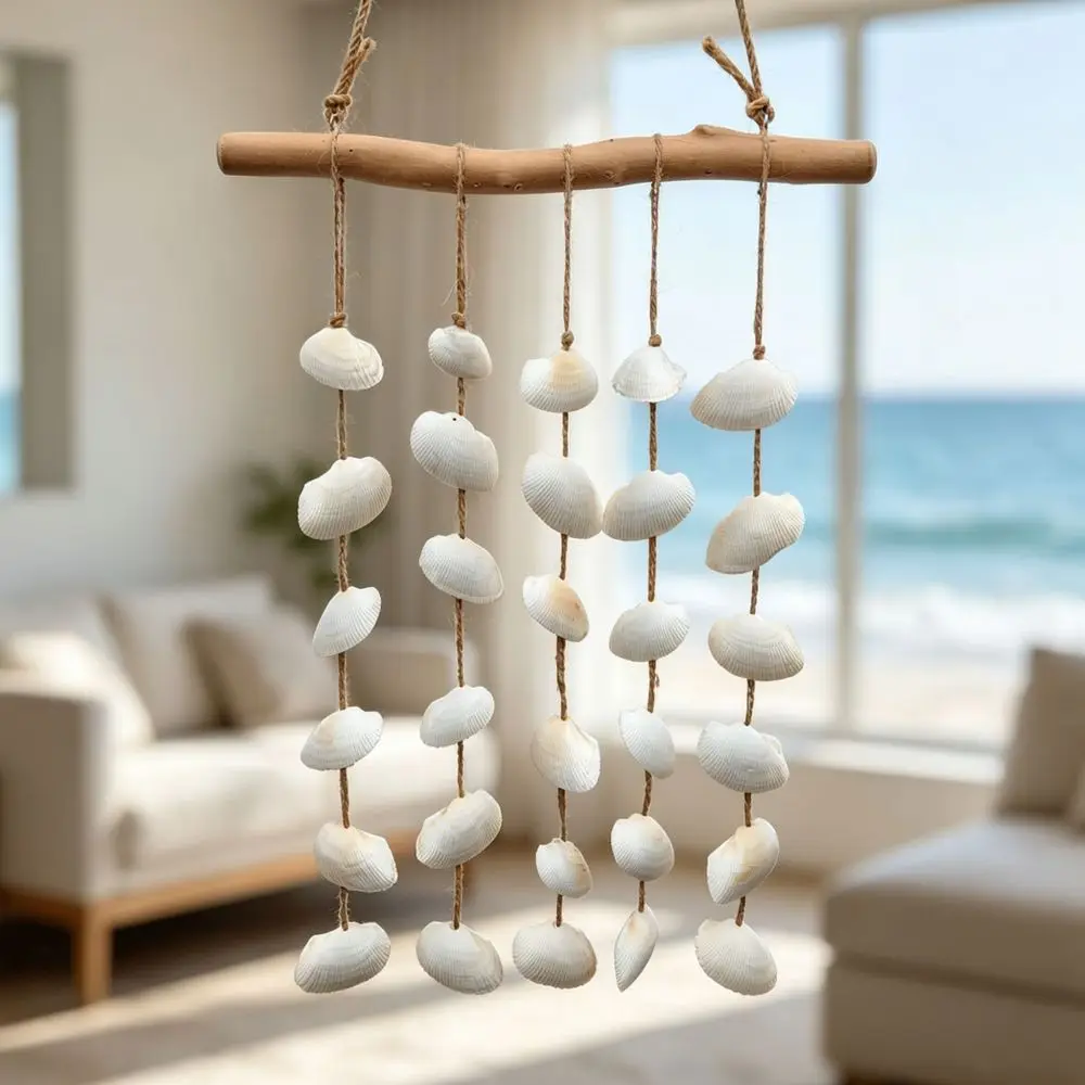 Beach Style Driftwood Sea Wind Chime Artistic Hanging Decoration For Bedroom Home Office Balcony Porch Gift
