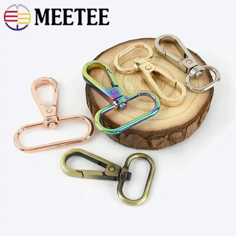 Meetee 5 ชิ้น 16-50 มิลลิเมตรโลหะหัวเข็มขัดหมุนกุ้งก้ามกราม Carbiner กระเป๋าถือสายคล้องคลิปตะขอปลอกคอสุนัขพวงกุญแจ Clasp DIY อุปกรณ์เสริม