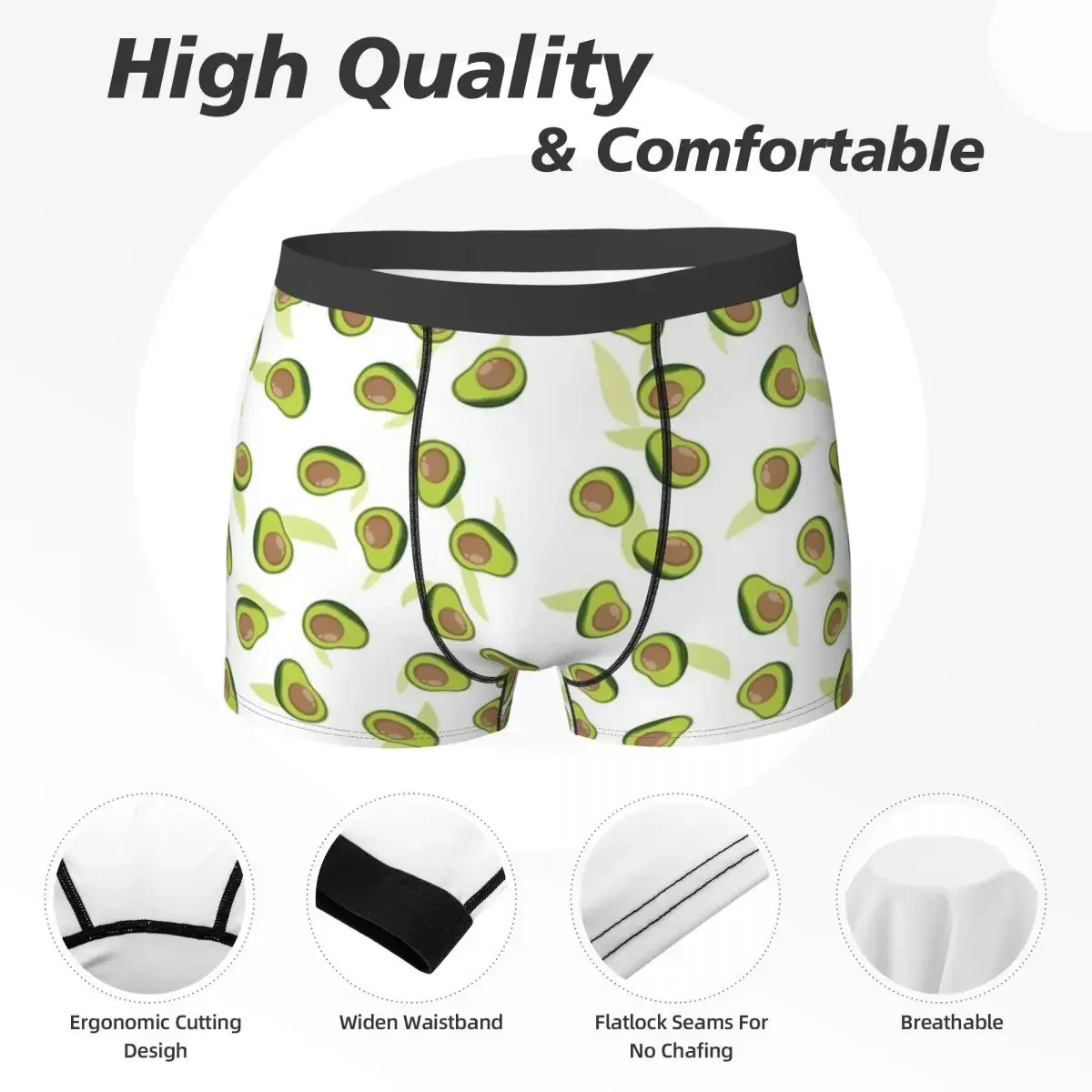 Boxer Underpants Shorts Fruity Avocado Pattern Panties Men Soft Underwear for Homme Man Boyfriend Gift