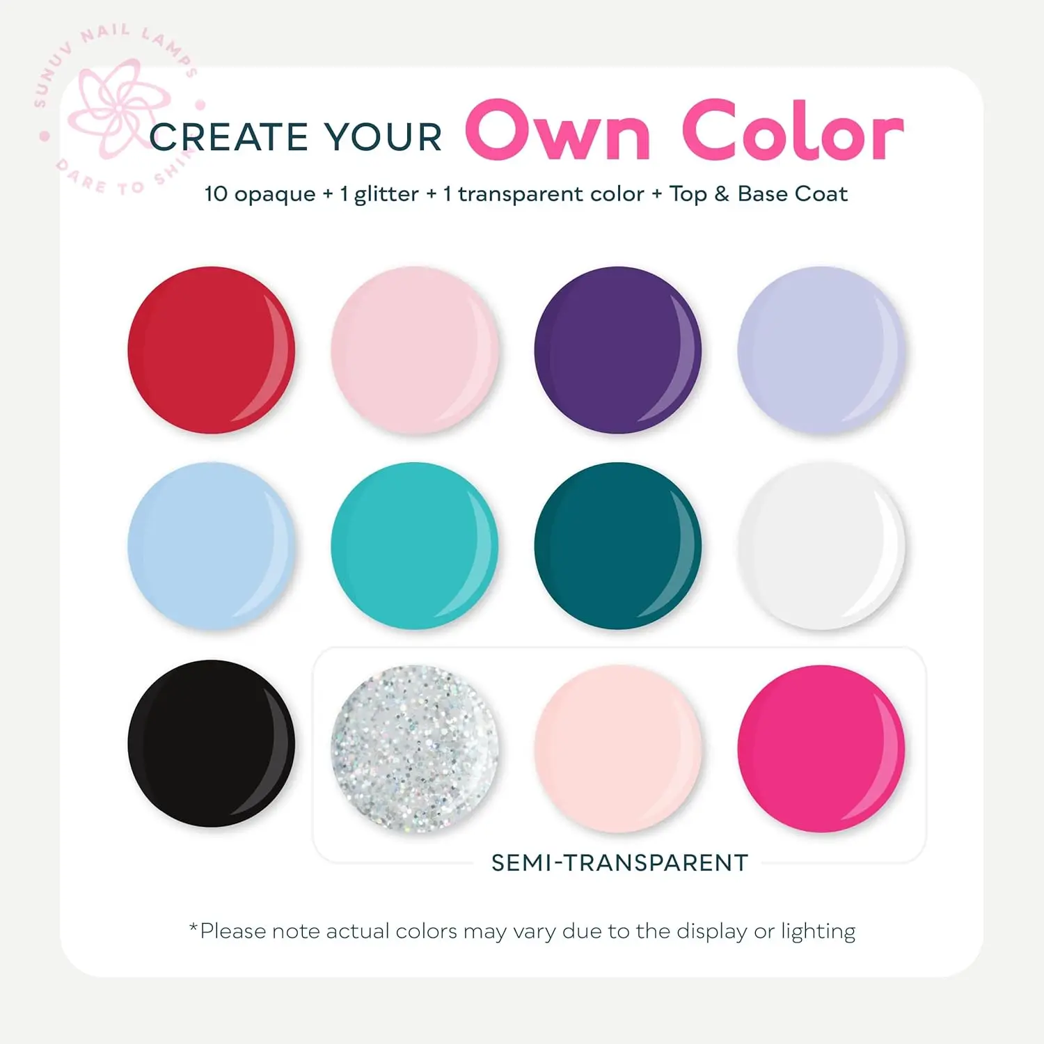 ชุดทำเล็บเจลครบชุดพร้อมไฟยูวี 12 สี พร้อมเบสโค้ทและท็อปโค้ท ชุดอุปกรณ์ทำเล็บสำหรับผู้หญิง DIY