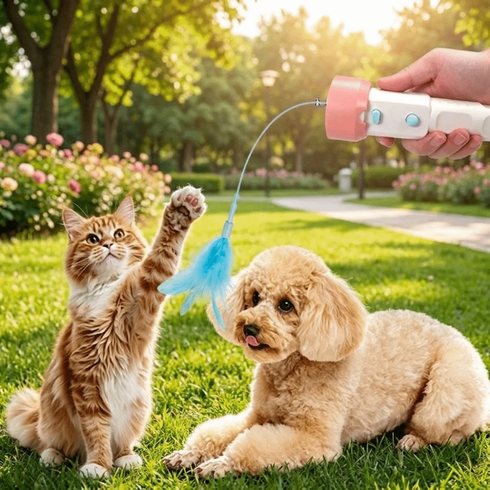 Creative Electric Cat Teaser Long-Lasting Entertainment Teasing Stick USB Retractable Self Play Cat Teaser Launcher Toy