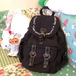 New jean Korean Style Black Backpacks Drawstring Casual Students Bag Chic Large Capacity Tote Bag Heart Y2k Plaid Backpack Girls