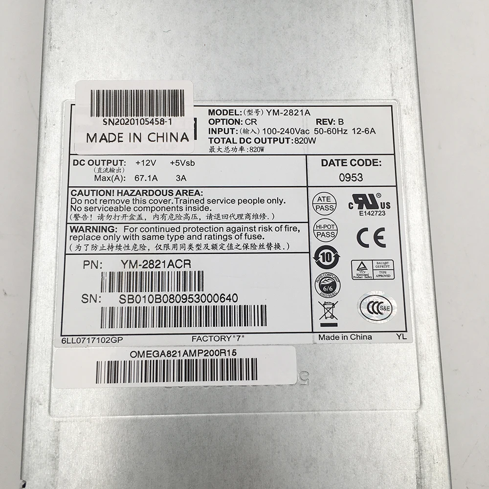High Reliability Stable Performance Server Power Supply MAX YM-2821A 820W