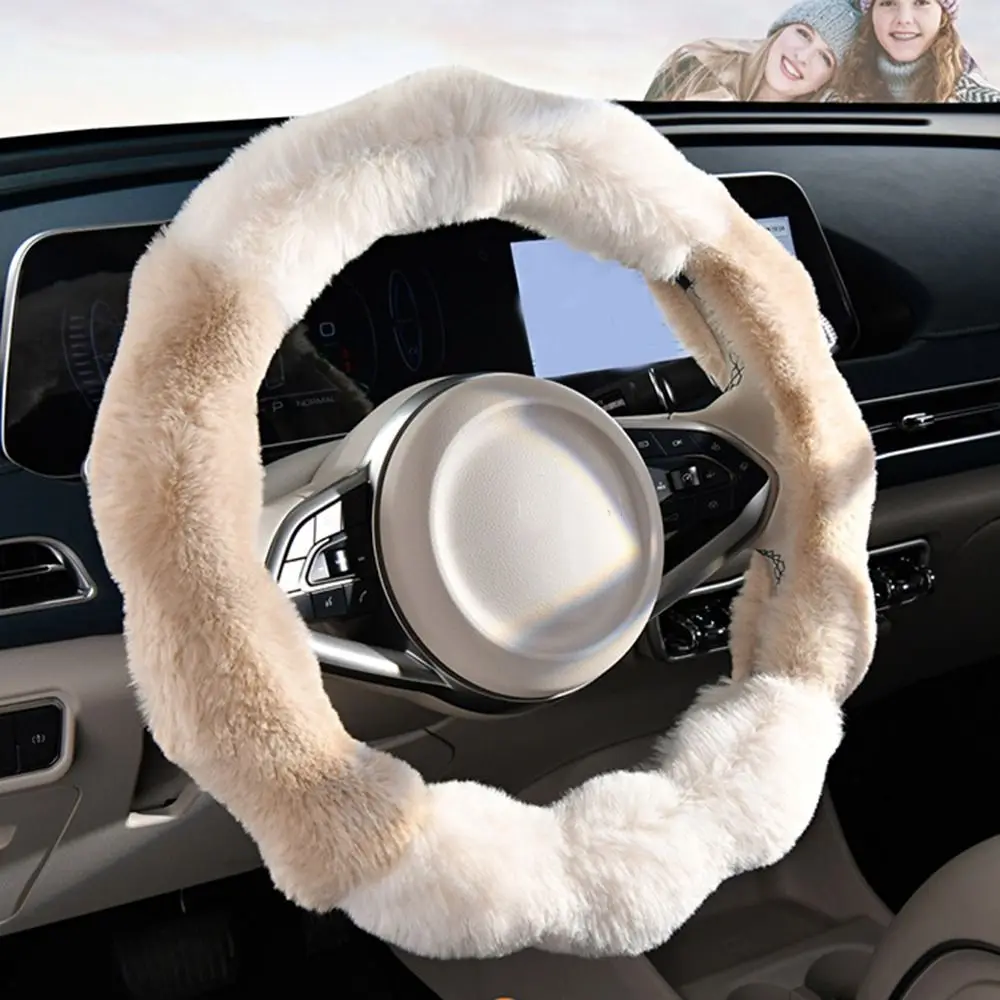 

Plush Car Steering Wheel Cover Circular Delicate Workmanship Steer Wheel Protector Suitable 38cm Comfortable Breathable