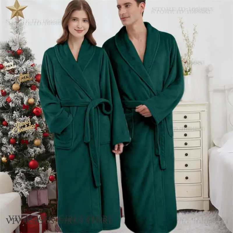 

Thicken Flannel Robe Couple Sleepwear Loungewear Autumn Winter New Nightwear Kimono Bathrobe Gown Coral Fleece Homewear Pajama