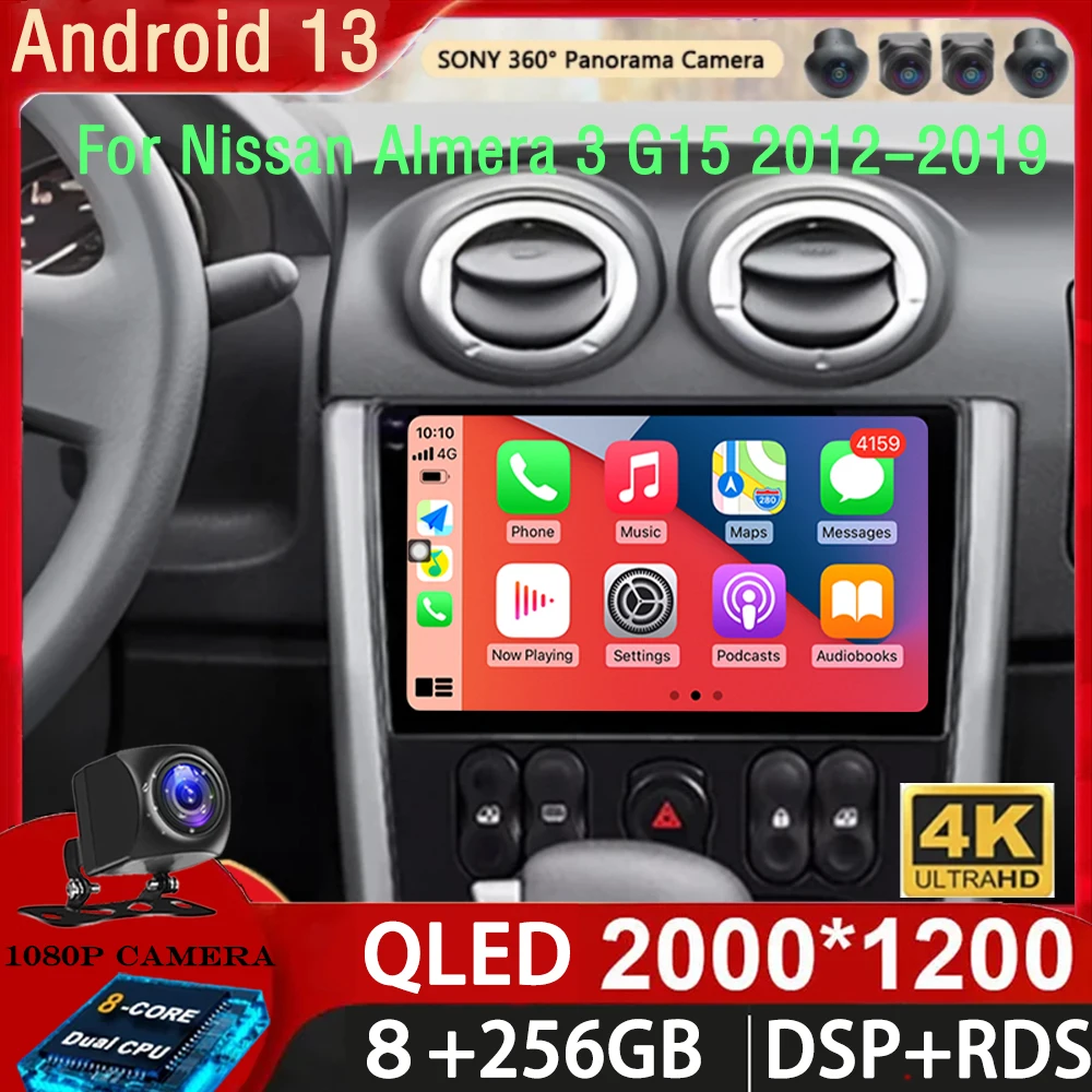 

Android 13 для Nissan Almera 3 G15 2012-2019 LHD 2K QLED стерео автомобильное радио мультимедийный видеоплеер GPS AI голосовое CarPlay головное устройство