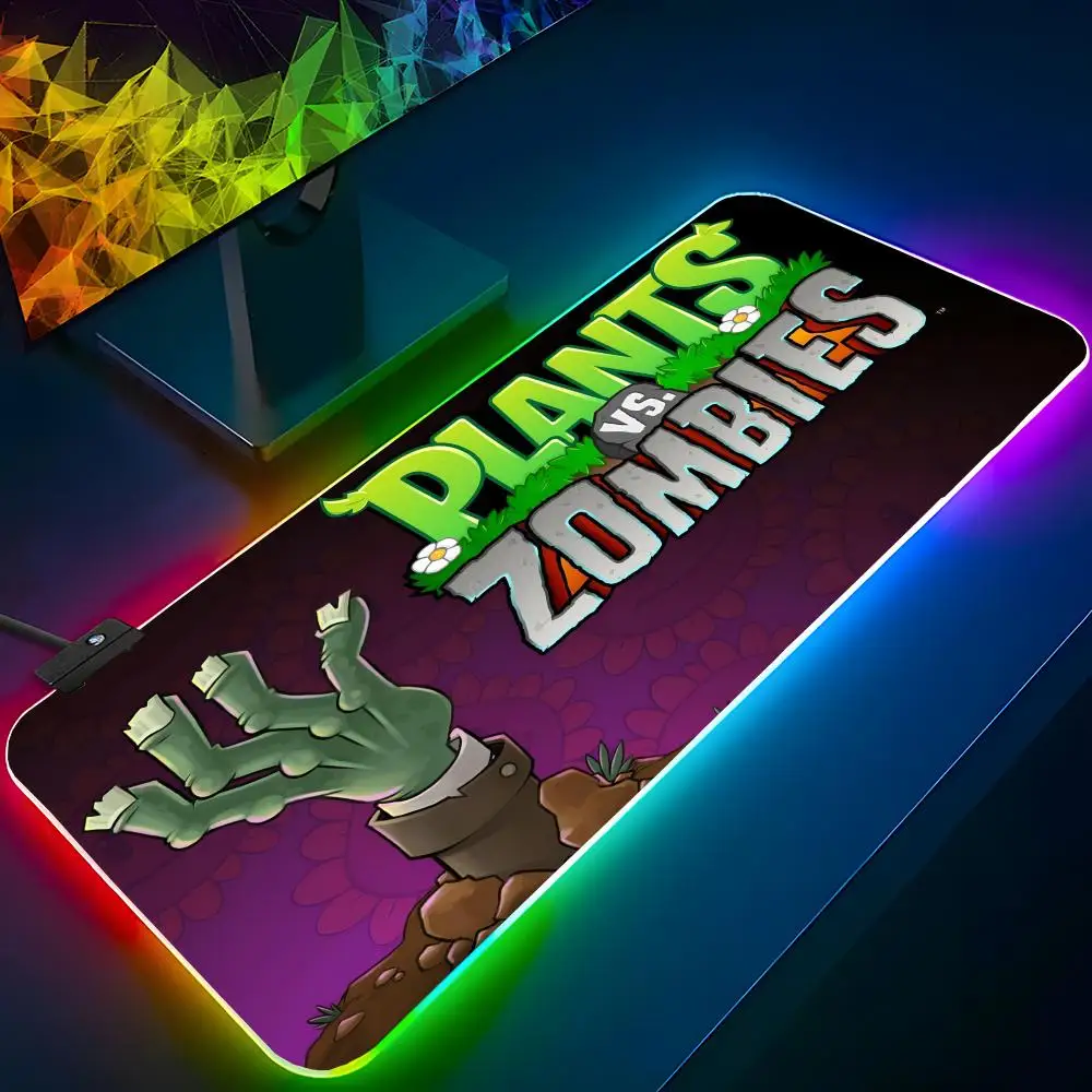 

P-PLANTS VS Z-ZOMBIES PVZ Mouse Pad RGB Backlit Mouse Pad Laptop Mouse Pad Laptop Gamer Computer Desk Gaming Accessories