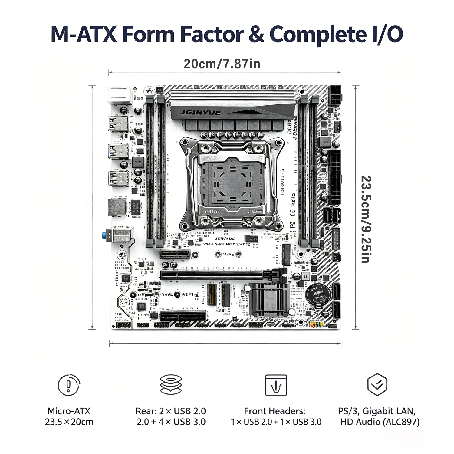 JGINYUE X99 마더보드 LGA 2011-3 지원 제온 E5 V3 V4 CPU 및 DDR4 RAM 메모리 M.2 NVME SATA WIFI X99M 게이밍 D4/ARGB 썸네일 6