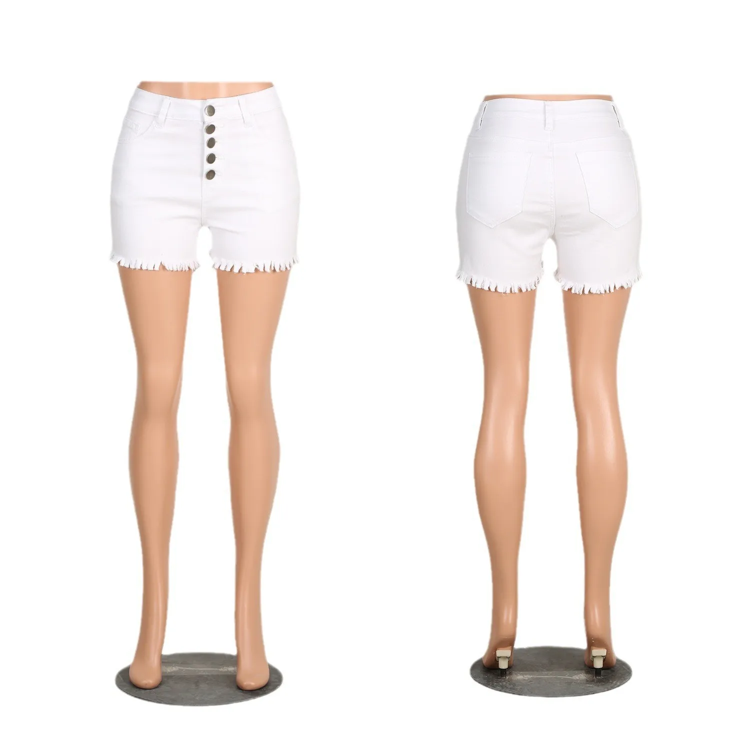 Summer Fashion Skinny Denim Shorts For Women Sexy Stretch Tassel Jeans Shorts Casual Female Clothing S-2XL