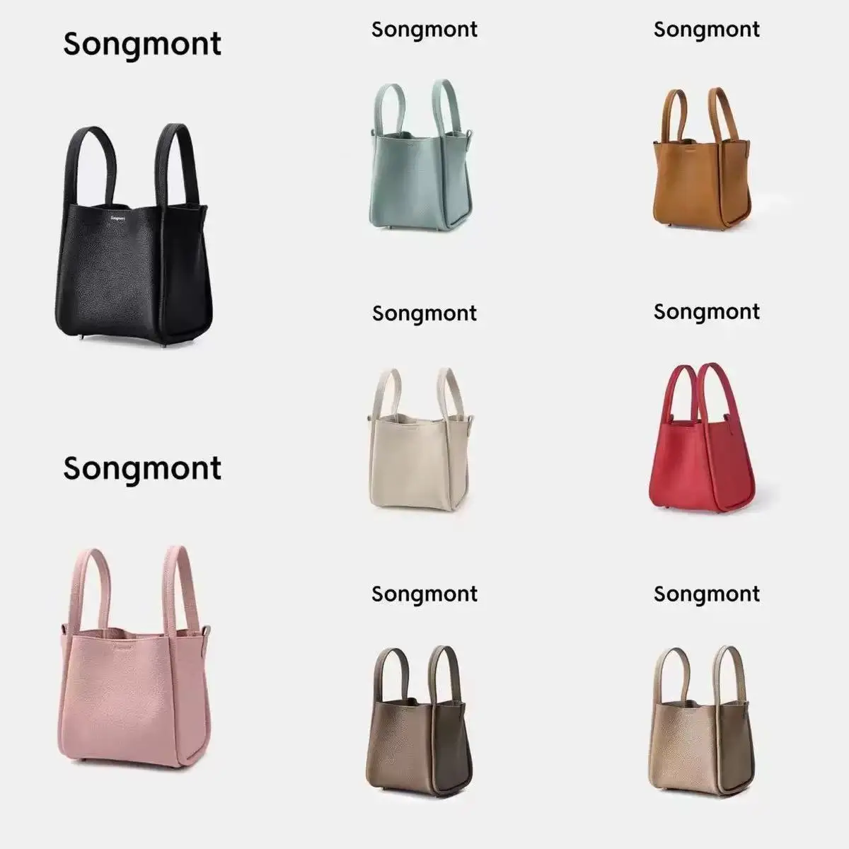 

Songmont mid-sized and small-sized vegetable basket new version lock buckle top layer cowhide large capacity commuter bucket bag