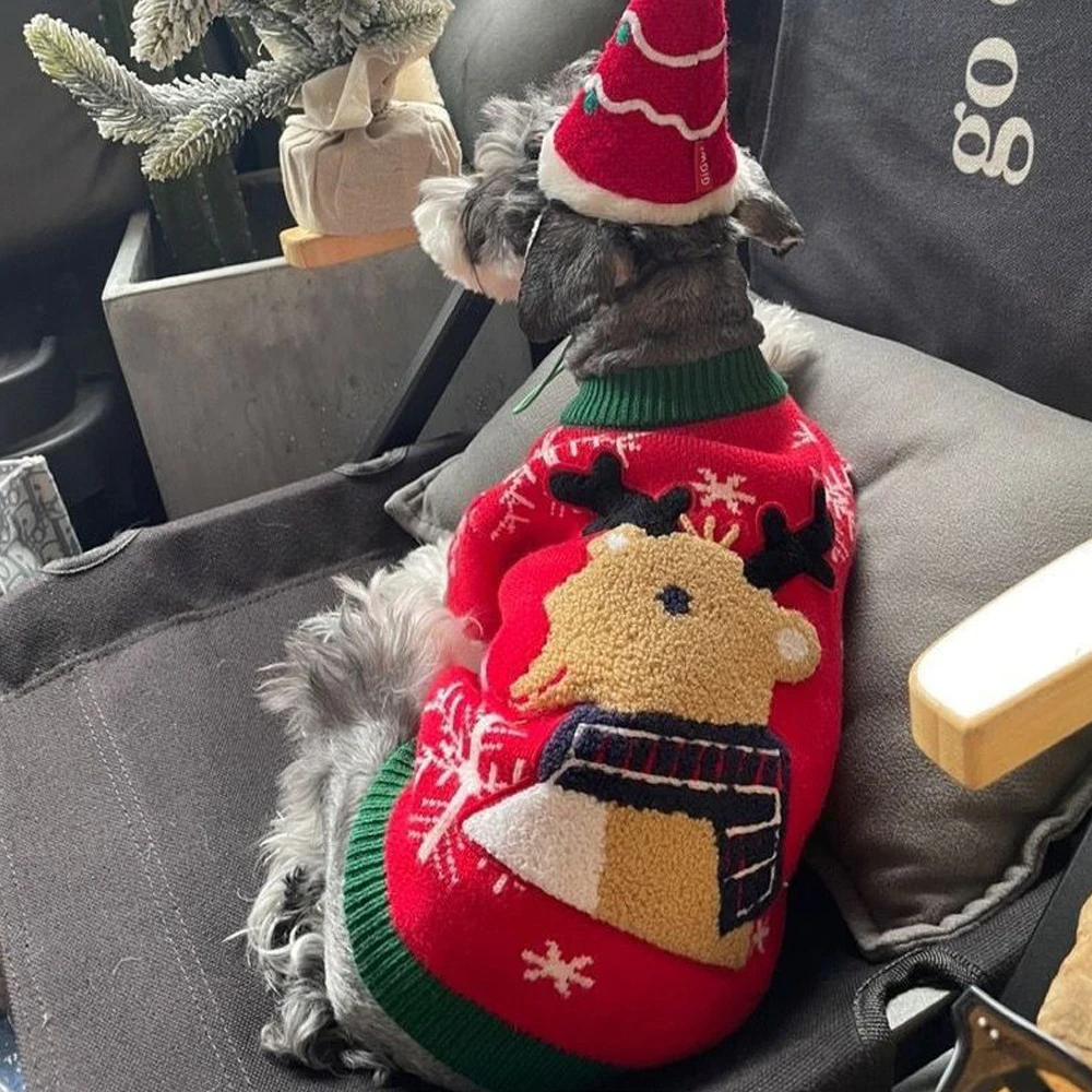 

Christmas Style Pet Sweater for Dogs And Cats New Knitted Winter Wool Sweater for Schnauzer Teddy Bichon And Corgi