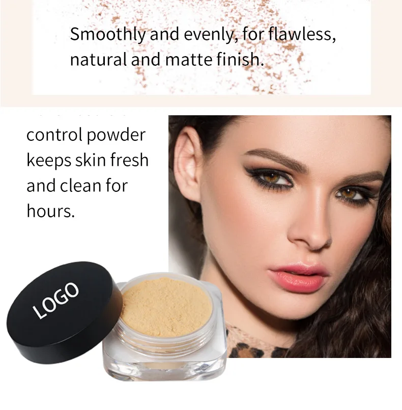 Benutzer definierte Logo lose Einstellung Pulver matt Öl Kontrolle langlebige lose Puder eigene Marke Gesicht Make-up wasserdicht Mineral 5 stücke