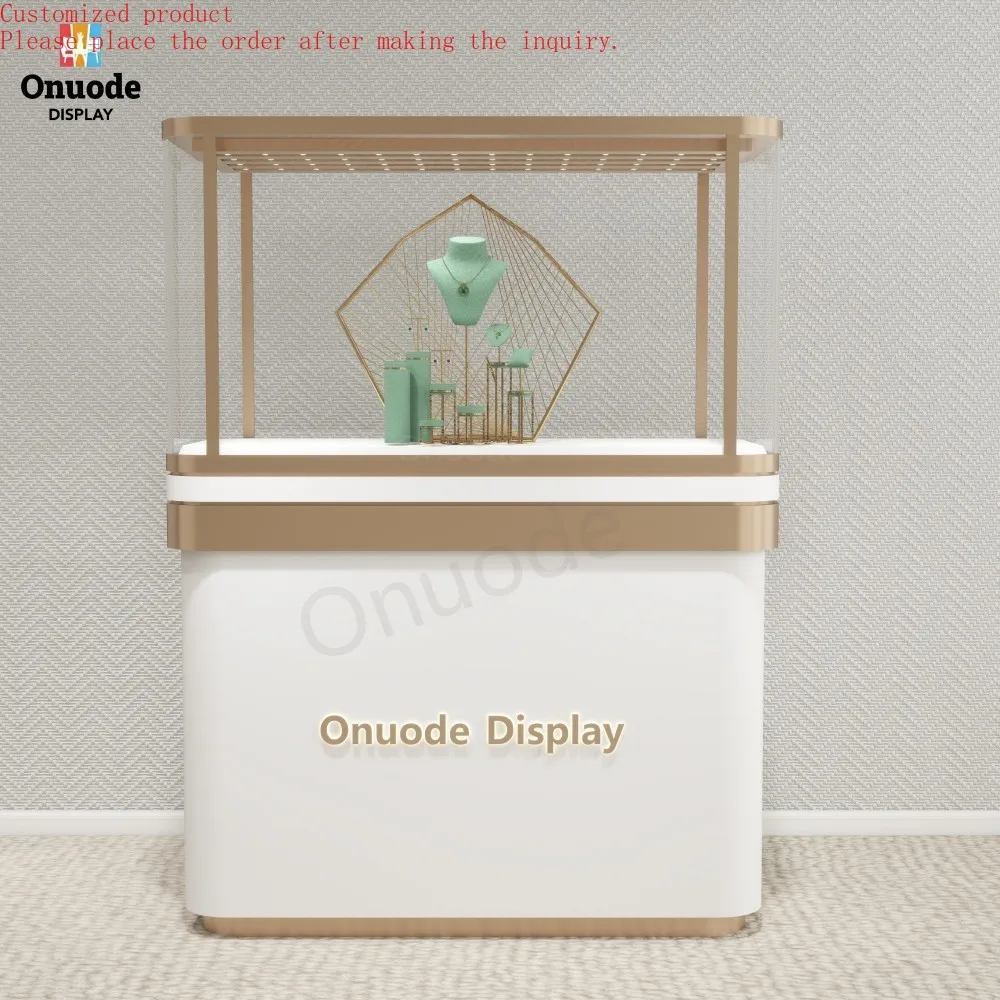 

Custom.Custom Central Glass Jewelry Display Showcase Cabinet Modern Design for Shopping Mall Jewelry Store
