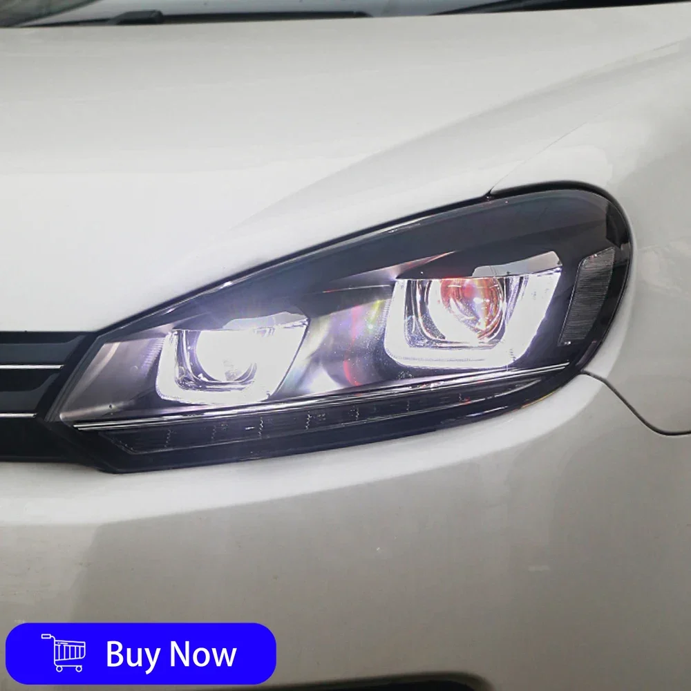 

For VW Golf 6 MK6 R20 2009-2012 Car Front Lamps LED Car Headlights Assembly Upgrade Dual U Design Projector Lens Accessories