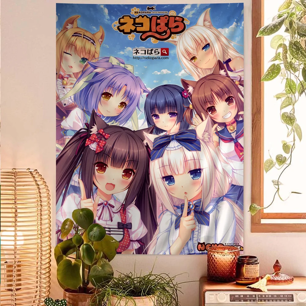 Anime Nekopara Cartoon Tapestry Art Science Fiction Room Home Decor Wall Hanging Home Decor