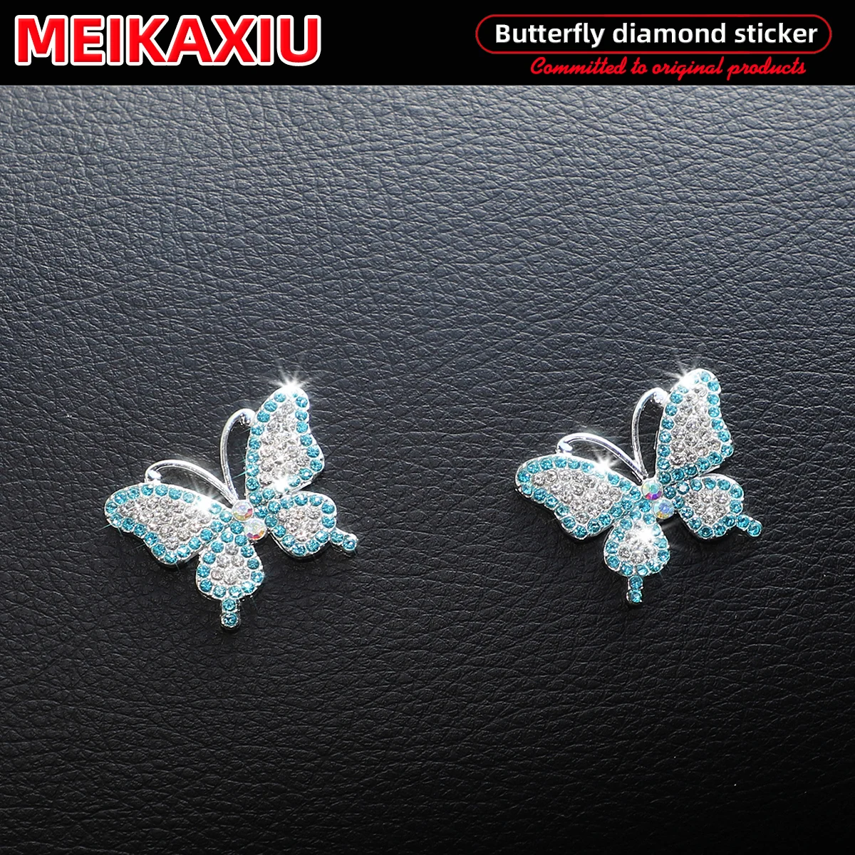 

2 PCS Glittering Diamond-Studded Butterfly Metal Stickers Women's Decor for Mobile Phone Computer Motorcycle & Glass Accessories