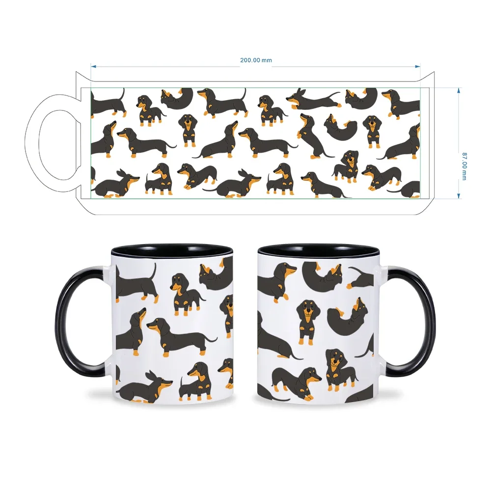 Cute Dachshund Print Coffee Mugs I Love Dachshunds Tea Cocoa Cup Customized Ceramic Cups Unique Gift for Pet Lovers Kids Friends