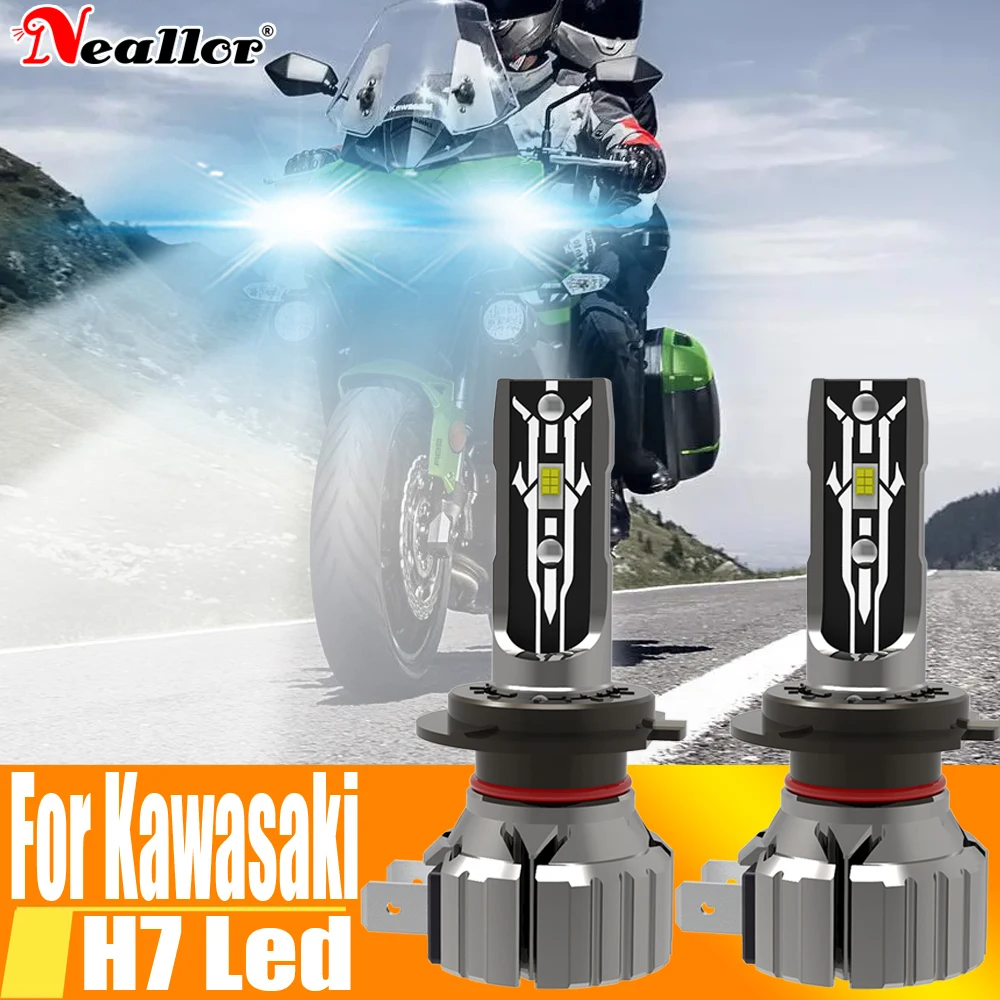 2pcs H7 Led Light Motorcycle Headlight Canbus Car Fog Bulb Moto Driving Running Lamp 12v 55w For Kawasaki Versys 650 1000 Z750