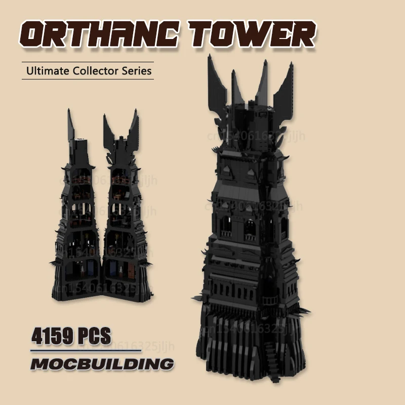 

UCS Orthanc Tower Moc Building Blocks Playset Movie Scense Model DIY Assembly Technology Bricks Display Toys Xmas Gifts