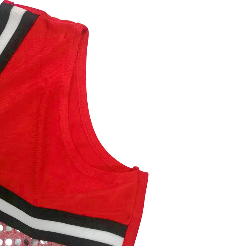 Kostum Ceria Wanita Cosplay Cheerleader Seragam Cheerleading Pakaian Payet Atasan Crop Rok Kaus Kaki Set Pakaian Tari Gadis Sekolah