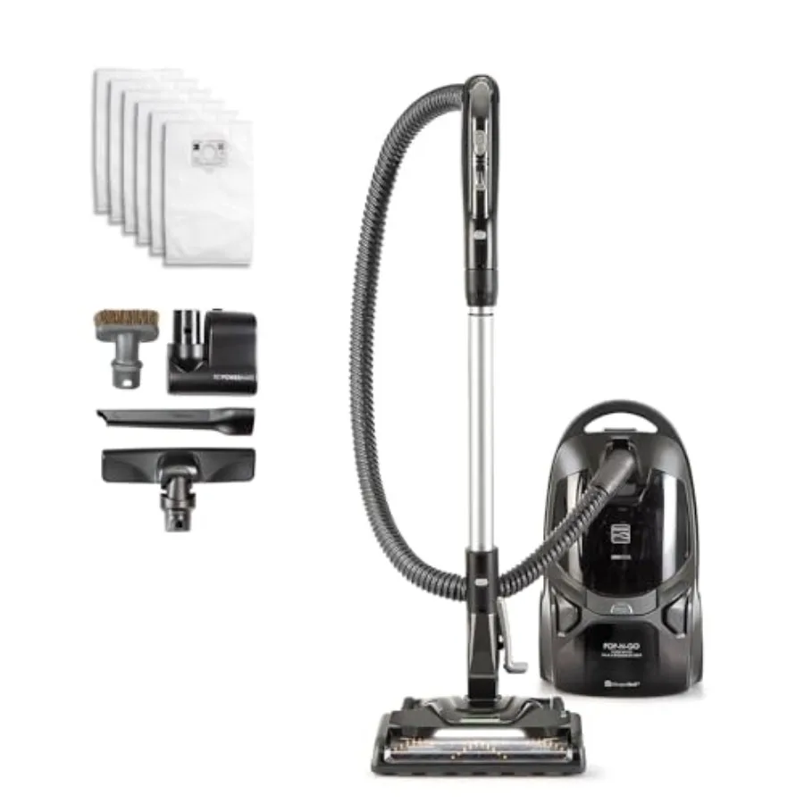 

600 Series Pet Friendly Bagged Canister Vacuum with POP-N-GO Pet PowerMate Hair Eliminator Brushroll HEPA Filter Performance In