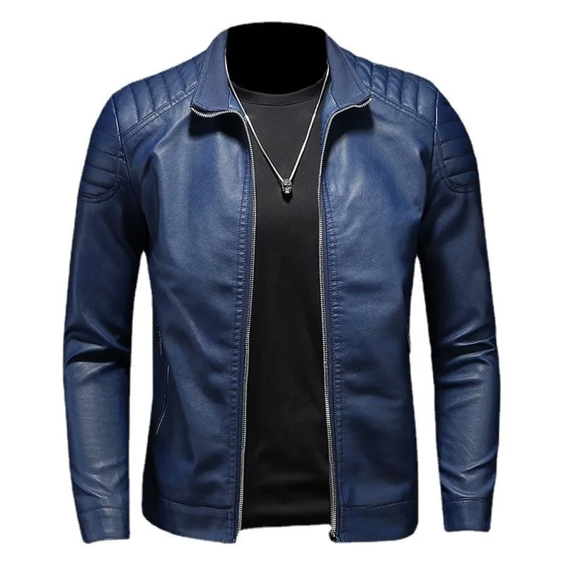 

Autumn and Spring Pure Color American Vintage PU Leather Jacket Men's Casual Loose Sports Windproof Plus Size High-end Outerwear