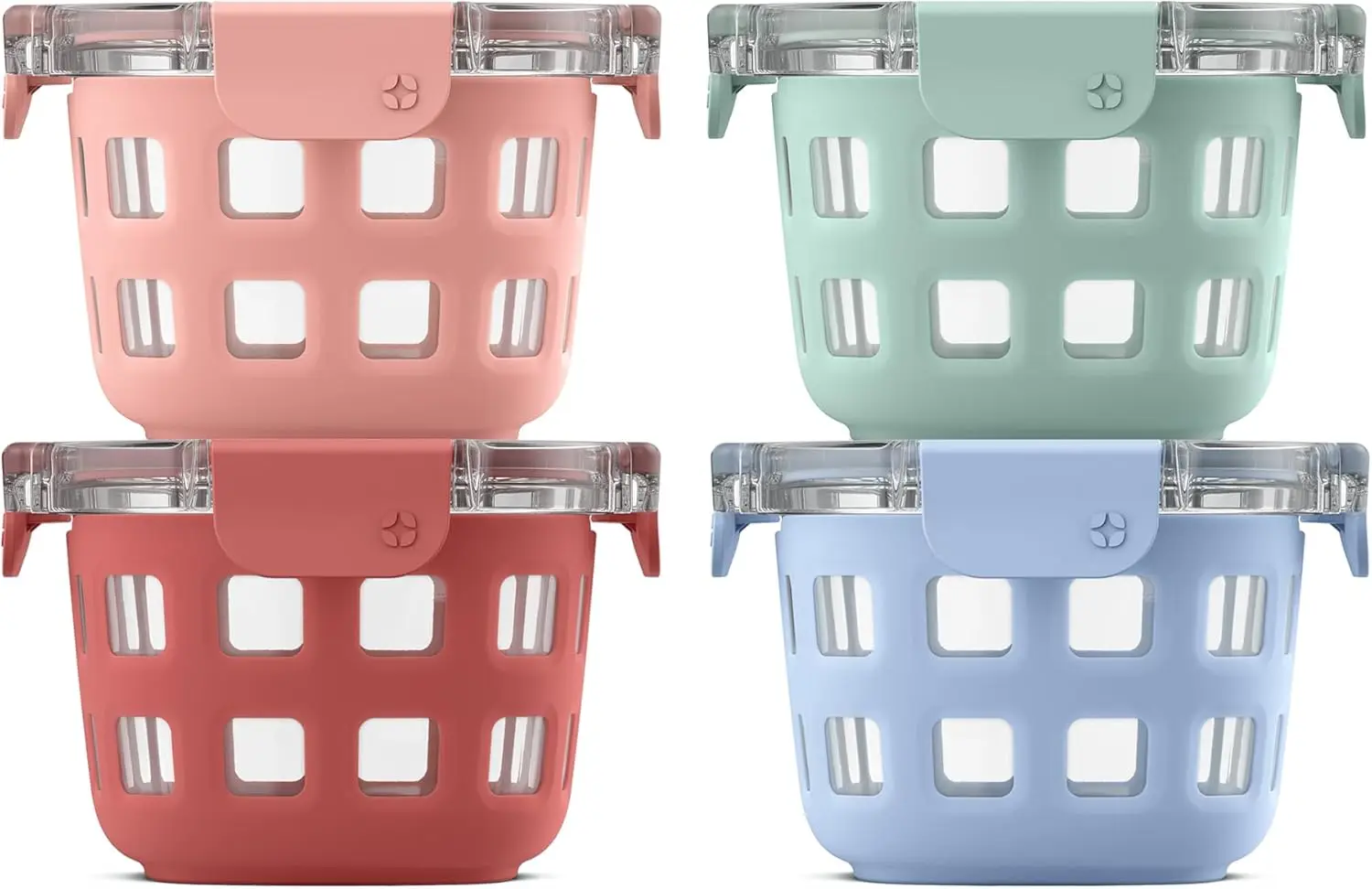 Juegos de preparación de comida de vidrio Duraglass Contenedores de almacenamiento de alimentos de vidrio a prueba de fugas con tapas herméticas de plástico sin BPA, lavavajillas, Mi