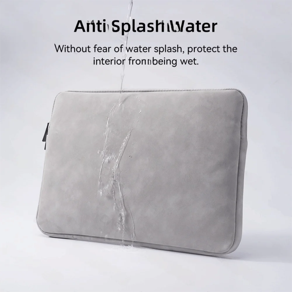 Fashion Solid Color Laptop Sleeve Bag PU Leather Zipper Laptop Case Shockproof Soft Laptop Sleeve Daily Commute